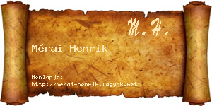 Mérai Henrik névjegykártya